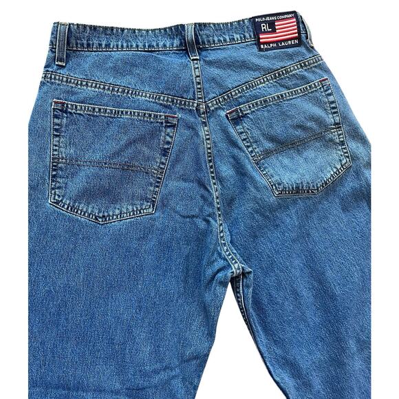 Vtg Ralph Lauren Polo Jeans Company 33x30 Y2K Blue Denim Pants Mens Banner - Picture 3 of 11
